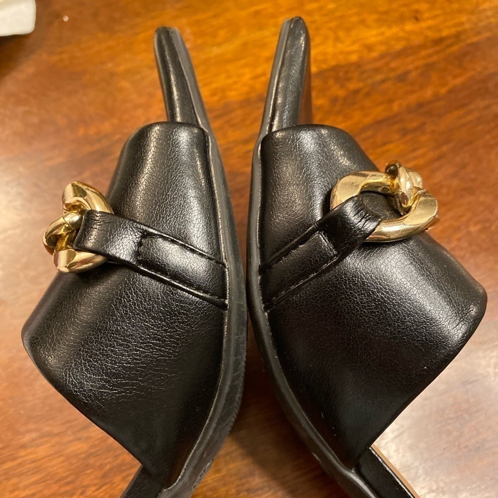 Anne Michelle black square toe kitten heels size 6.5 - Picture 2 of 8